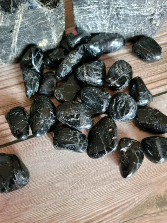 Tumbled Black Tourmaline - A Grade, Black Tourmaline Tumbled Stone, Smooth Black Tourmaline, Tumbled Schorl, Schorl
