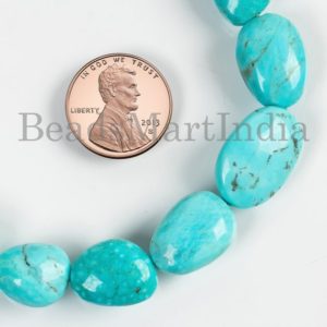 Shop Turquoise Chip & Nugget Beads! Turquoise Beads, 8×10-12×18 mm Turquoise Smooth Nuggets Beads, Plain Turquoise Beads, Turquoise Gemstone, Turquoise Nugget Beads Strands | Natural genuine chip Turquoise beads for beading and jewelry making.  #jewelry #beads #beadedjewelry #diyjewelry #jewelrymaking #beadstore #beading #affiliate #ad
