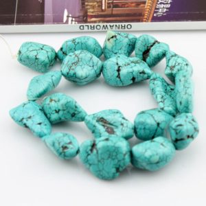 Shop Turquoise Beads! Nugget Turquoise Beads,Large Turquoise Stone Beads,Blue Pebble Nugget Gemstone Beads,Whholesale Beads–25*21mm-16 inches-approx 16 Pcs-BT003 | Natural genuine beads Turquoise beads for beading and jewelry making.  #jewelry #beads #beadedjewelry #diyjewelry #jewelrymaking #beadstore #beading #affiliate #ad