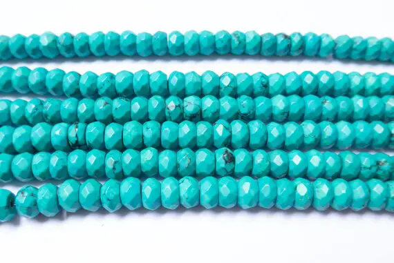 Green Turquoise Gemstone Beads - 4mm Green Turquoise Beads - 6mm Faceted Rondelle Beads - 8mm Abacus Beads For Jewelry Making P -15inch