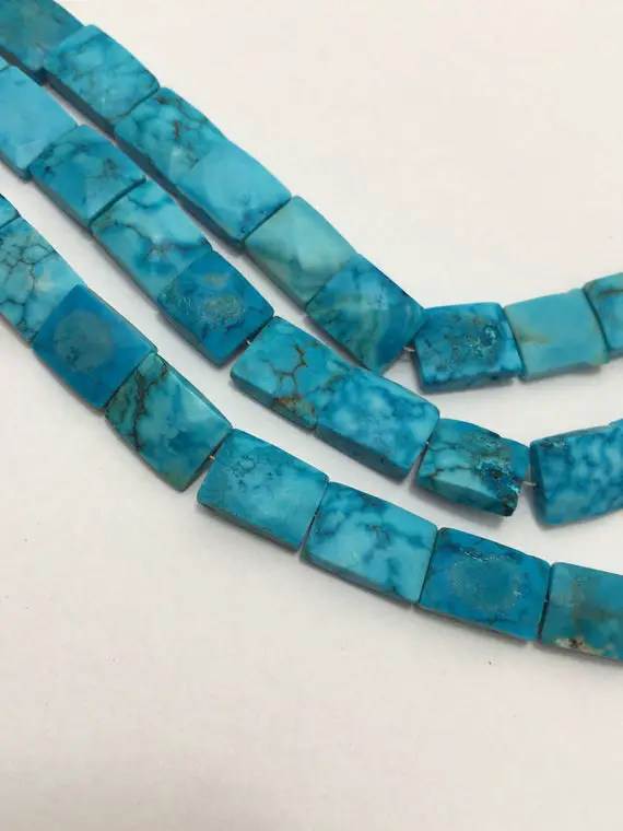 Natural Turquoise Faceted Chiclet Beads Turquoise Rectangle Gemstone Beads, 8-13 Mm Turquoise Beads, Turquoise Faceted Beads,turquoise Beads