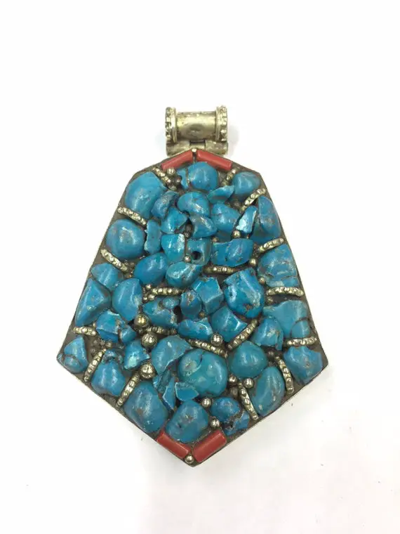 Beautiful Turquoise Pendant Handmade Nepali Jewelry Pendant
