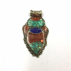 Shop Turquoise Pendants! Beautiful Nepali Turquoise + Coral Pendant Handmade Pendant | Natural genuine Turquoise pendants. Buy crystal jewelry, handmade handcrafted artisan jewelry for women.  Unique handmade gift ideas. #jewelry #beadedpendants #beadedjewelry #gift #shopping #handmadejewelry #fashion #style #product #pendants #affiliate #ad