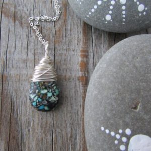 Shop Turquoise Pendants! Turquoise Pendant, stabilized turquoise, wire wrapped necklace | Natural genuine Turquoise pendants. Buy crystal jewelry, handmade handcrafted artisan jewelry for women.  Unique handmade gift ideas. #jewelry #beadedpendants #beadedjewelry #gift #shopping #handmadejewelry #fashion #style #product #pendants #affiliate #ad