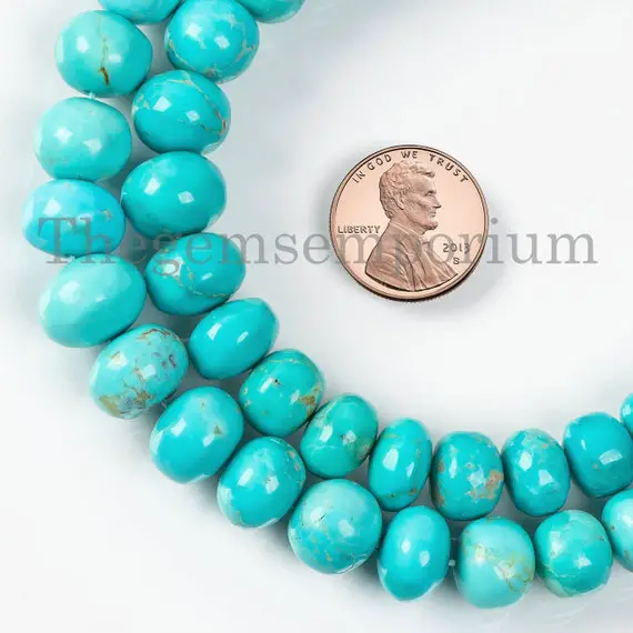 8-12mm Turquoise Plain Smooth Rondelle Beads, Natural Turquoise Beads,gemstone Smooth Beads, Wholesale Beads, Jewelry Making Beads