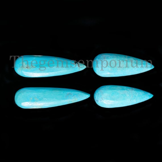 4 Pcs Turquoise Long Pear Gemstone, 10x25-12x35 Mm Turquoise Loose Gemstone, Calibrated Gemstone, Undrilled Smooth Stones, Jewelry Making