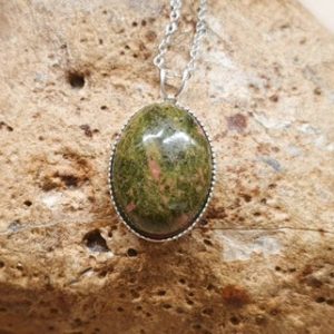 Simple Oval Unakite pendant necklace. 925 sterling silver necklaces for women. Scorpio jewelry uk. Reiki jewelry. 18x13mm stone | Natural genuine Unakite pendants. Buy crystal jewelry, handmade handcrafted artisan jewelry for women.  Unique handmade gift ideas. #jewelry #beadedpendants #beadedjewelry #gift #shopping #handmadejewelry #fashion #style #product #pendants #affiliate #ad