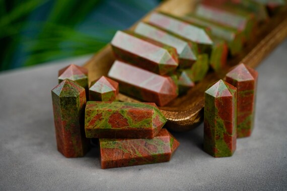 Unakite Tower Point For Crystal Grid
