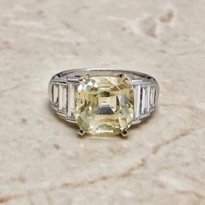 Shop Yellow Sapphire Rings! Very Fine 18k Untreated Yellow Sapphire Ring By Carvin French Jewelers – White Gold Cocktail Ring – Engagement Ring – Size 4.75 Us | Natural genuine Yellow Sapphire rings, simple unique alternative gemstone engagement rings. #rings #jewelry #bridal #wedding #jewelryaccessories #engagementrings #weddingideas #affiliate #ad