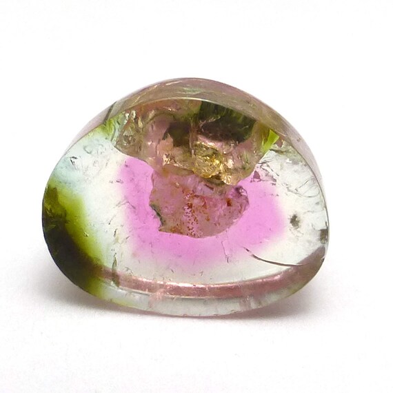 Watermelon Tourmaline Cabochon Slice Cab Rubellite Pink Green Natural Gemstone Specimen Statement Jewelry Pendant Ring