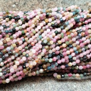 2mm or 3.67mm Watermelon Tourmaline Faceted Round Beads, 15 inch | Natural genuine beads Watermelon Tourmaline beads for beading and jewelry making.  #jewelry #beads #beadedjewelry #diyjewelry #jewelrymaking #beadstore #beading #affiliate #ad