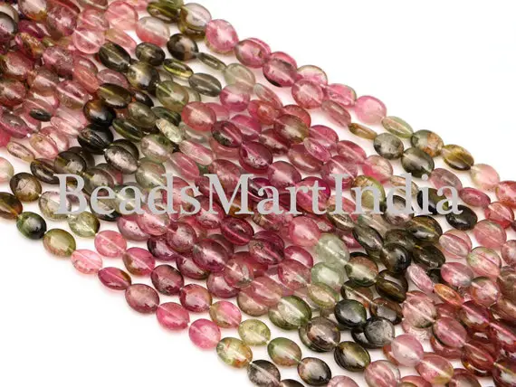 Watermelon Tourmaline Beads, Tourmaline Smooth Beads, 6x7-6.50x8mm Oval Shape Tourmaline, Tourmaline Gemstone Beads, Tourmaline Oval Shape