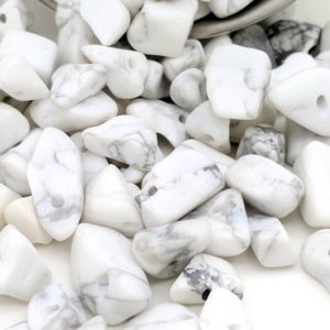 Shop Howlite Chip & Nugget Beads! White howlite chip beads for jewelry making. Drilled natural stone lot. Boho beach style gemstone. Destash in bulk. 50, 100 & 200 gram lots. | Natural genuine chip Howlite beads for beading and jewelry making.  #jewelry #beads #beadedjewelry #diyjewelry #jewelrymaking #beadstore #beading #affiliate #ad