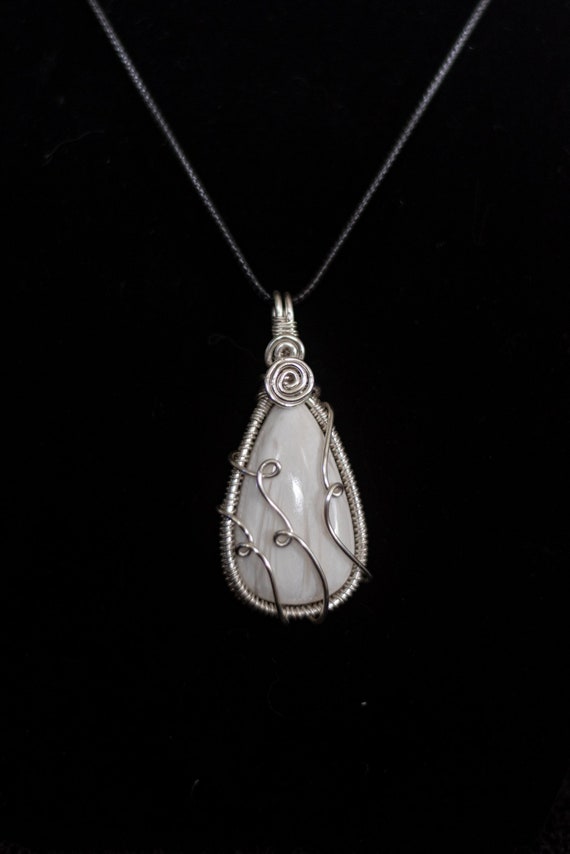 White Scolecite Necklace - Silver Wire
