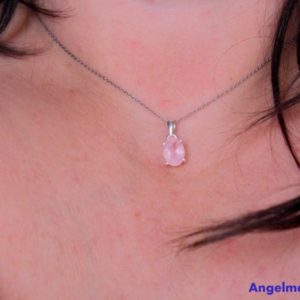 Shop Morganite Necklaces! Women's necklace, Morganite necklace, Morganite, Refocusing stone, anti-navel-gazing, women's accessory, gift for her, jewelry, stone, silver | Natural genuine Morganite necklaces. Buy crystal jewelry, handmade handcrafted artisan jewelry for women.  Unique handmade gift ideas. #jewelry #beadednecklaces #beadedjewelry #gift #shopping #handmadejewelry #fashion #style #product #necklaces #affiliate #ad