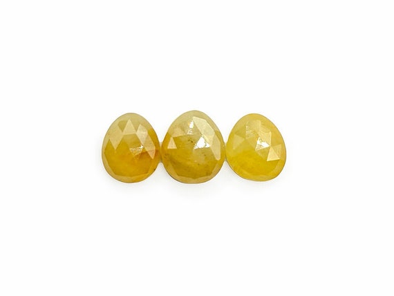 Yellow Sapphire Cabochons Rose Cut - 11 To 12 Mm, Rose Cut Sapphire