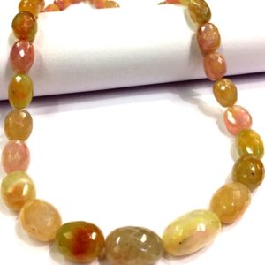 Shop Yellow Sapphire Beads! AAA+ QUALITY~~Great Luster~Natural Pink Yellow Sapphire Nuggets Faceted Sapphire Nuggets Gemstone Beads Sapphire Nuggets Beads Necklace. | Natural genuine chip Yellow Sapphire beads for beading and jewelry making.  #jewelry #beads #beadedjewelry #diyjewelry #jewelrymaking #beadstore #beading #affiliate #ad
