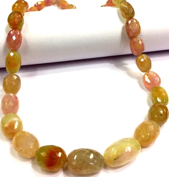 Aaa+ Quality~~great Luster~natural Pink Yellow Sapphire Nuggets Faceted Sapphire Nuggets Gemstone Beads Sapphire Nuggets Beads Necklace.