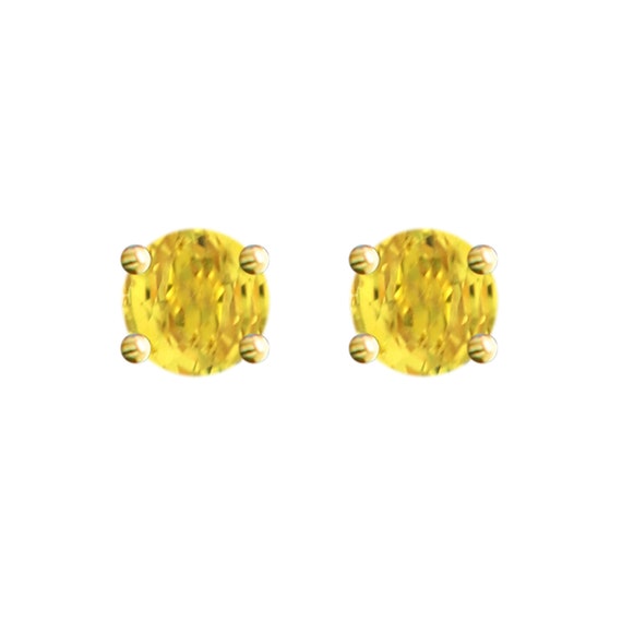 Yellow Sapphire Earrings 14k Yellow Gold Stud Earrings Natural Yellow Gemstone (pair) 3.5mm