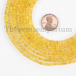2.5-3mm Yellow Sapphire Beads, Yellow Sapphire Rondelle Beads, Sapphire Beads, Faceted Sapphire Beads, Gemstone Rondelle | Natural genuine beads Array beads for beading and jewelry making.  #jewelry #beads #beadedjewelry #diyjewelry #jewelrymaking #beadstore #beading #affiliate #ad