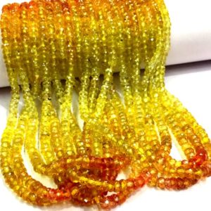 Shop Yellow Sapphire Beads! AAA+ QUALITY~Natural Padparadscha Sapphire Faceted Rondelle Beads Yellow Sapphire Shaded Gemstone Beads 3.MM Sapphire Rondelle Beads Strand. | Natural genuine faceted Yellow Sapphire beads for beading and jewelry making.  #jewelry #beads #beadedjewelry #diyjewelry #jewelrymaking #beadstore #beading #affiliate #ad