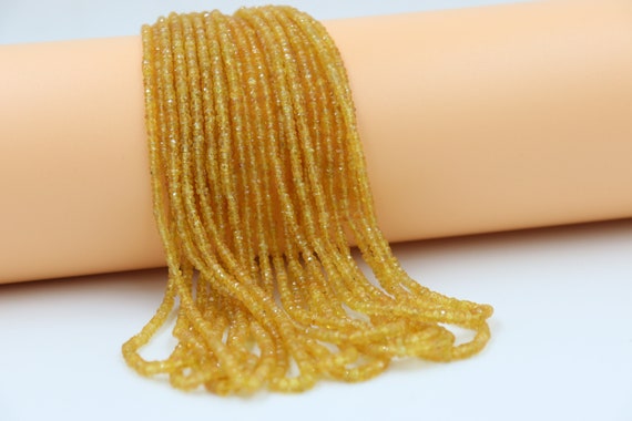 Aaa+ Natural Yellow Sapphire Faceted Rondelle Beads   3mm Yellow Sapphire Rondelle Beads   Songea Sapphire Beads   Sapphire Faceted Beads