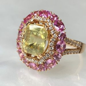 Yellow Sapphire Ring, Yellow Sapphire Engagement Ring, Halo Ring, Gemstone Engagement Ring, Sapphire Statement Ring, Sapphire Cocktail Ring | Natural genuine Array rings, simple unique alternative gemstone engagement rings. #rings #jewelry #bridal #wedding #jewelryaccessories #engagementrings #weddingideas #affiliate #ad