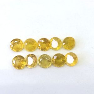 Shop Yellow Sapphire Stones & Crystals! Yellow Sapphire Round Shape Cut Faceted Loose Gemstone Size 2mm, 3mm, 4mm, 5mm, 6mm, 7mm, 8mm, 9mm, 10mm, 11mm&12mm Top Quality All Matching | Natural genuine stones & crystals in various shapes & sizes. Buy raw cut, tumbled, or polished gemstones for making jewelry or crystal healing energy vibration raising reiki stones. #crystals #gemstones #crystalhealing #crystalsandgemstones #energyhealing #affiliate #ad