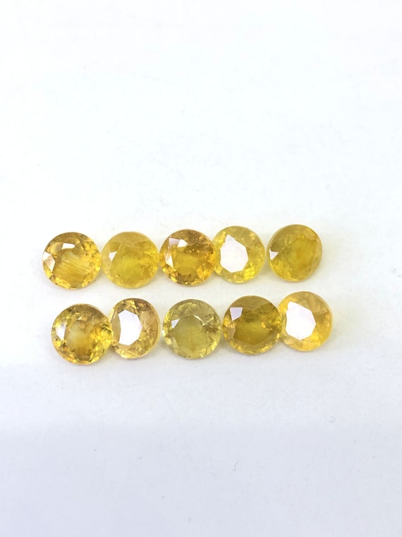 Yellow Sapphire Round Shape Cut Faceted Loose Gemstone Size 3mm, 4mm, 5mm, 6mm, 7mm, 8mm, 9mm &10mm Aaa Top Quality Best Seller Item Of Shop