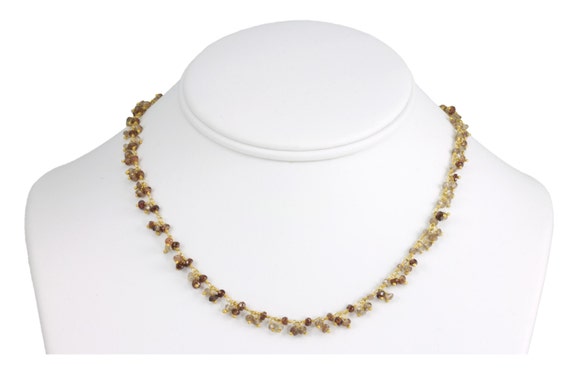 Zircon Necklace Natural Spaced Link Clusters Beaded 14k Gold  Fill Cluster Style 18 19 Inches Multiple Colors Faceted Cut Rondelles