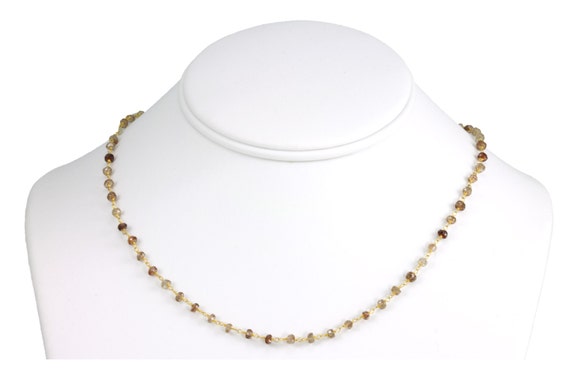 Zircon Necklace Spaced Link Beaded 14k Gold Filled 18 19 Inches Natural Multiple Colors Simple Single Beaded Chain Daily Wear