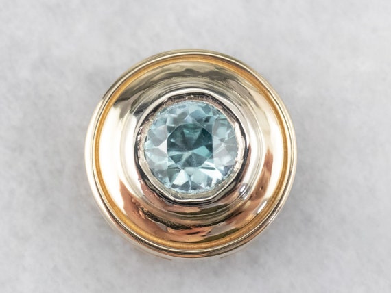 Blue Zircon Gold Slide Pendant, Round Blue Zircon Pendant, Yellow Gold Zircon Pendant, Layering Pendant, Zircon Birthstone Mza9vxfe