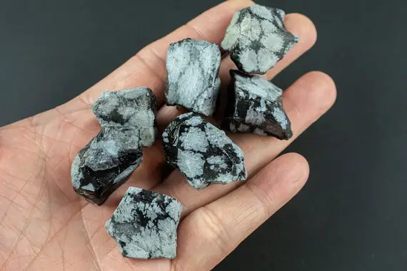 1 Pc Rough Natural Snowflake Obsidian Chunks Gemstone- 1-2 Inch