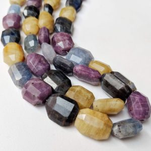 Shop Sapphire Chip & Nugget Beads! 10-15mm Multi Gemstone Tumble Beads, Natural Ruby & Sapphire Tumble Beads, Multi Gemstone Statement For Necklace (7.5IN To 15IN Options) | Natural genuine chip Sapphire beads for beading and jewelry making.  #jewelry #beads #beadedjewelry #diyjewelry #jewelrymaking #beadstore #beading #affiliate #ad