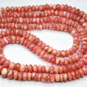 Shop Rhodochrosite Rondelle Beads! 10 Inches Strand, AAA+ Quality, Natural Rhodochrosite Fancy Smooth Rondelle Shape Beads, Size-5.50-8.00mm Approx | Natural genuine rondelle Rhodochrosite beads for beading and jewelry making.  #jewelry #beads #beadedjewelry #diyjewelry #jewelrymaking #beadstore #beading #affiliate #ad