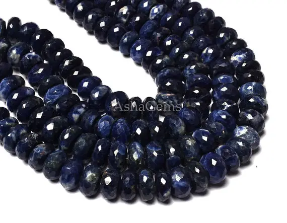 11-12 Mm Blue Sodalite Faceted Rondelle Shape Gemstone Beads, Natural Sodalite Faceted Beads Gemstone Rondelle Bead, Sodalite Rondelle Beads