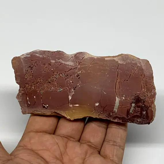 123.7 Grams, 4.2"x2"x0.5", Natural Mookaite Jasper Slab, Cabbing, Lapidary, Home Decor, Collectible Gemstone, Polished Sides, E0365
