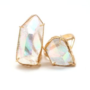 Shop Angel Aura Quartz Rings! 14k Angel Aura Quartz Crystal Rings | Natural genuine Angel Aura Quartz rings, simple unique handcrafted gemstone rings. #rings #jewelry #shopping #gift #handmade #fashion #style #affiliate #ad