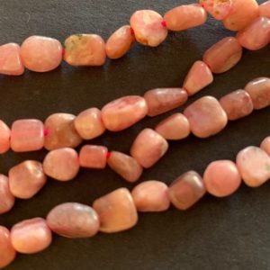 Shop Rhodochrosite Chip & Nugget Beads! 15 Inch Strand 6-12mm Natural Rhodochrosite Beads, About 50 Beads, Pink Stone Nuggets and Chips, Mineral Pebbles, Drilled | Natural genuine chip Rhodochrosite beads for beading and jewelry making.  #jewelry #beads #beadedjewelry #diyjewelry #jewelrymaking #beadstore #beading #affiliate #ad