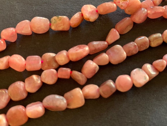 15 Inch Strand 6-12mm Natural Rhodochrosite Beads, About 50 Beads, Pink Stone Nuggets And Chips, Mineral Pebbles, Drilled