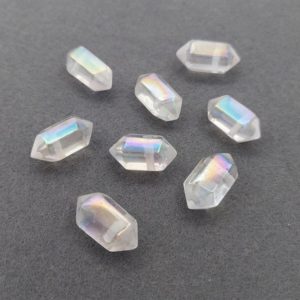 20mm Angel Aura Quartz Crystal, Double Terminated Quartz, Top Drilled Crystal Points, Rainbow Aura Crystal Wand, Healing Crystals | Natural genuine other-shape Angel Aura Quartz beads for beading and jewelry making.  #jewelry #beads #beadedjewelry #diyjewelry #jewelrymaking #beadstore #beading #affiliate #ad
