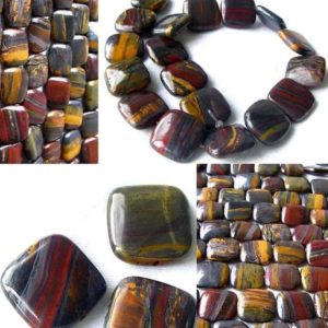 Shop Tiger Iron Beads! Natural Tiger Iron Square Beads | 20x20x6mm | 3 Beads | | Natural genuine other-shape Tiger Iron beads for beading and jewelry making.  #jewelry #beads #beadedjewelry #diyjewelry #jewelrymaking #beadstore #beading #affiliate #ad