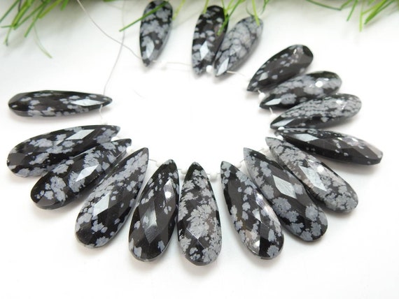 30x10mm Pair,snowflake Obsidian Faceted Teardrop,good Quality,gift For Her,wholesale Price,new Arrival 100%natural Bsj-cy3