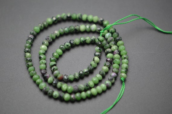 3x4mm Faceted Natural Ruby Zoisite Small Size Stone Rondelle Loose Beads