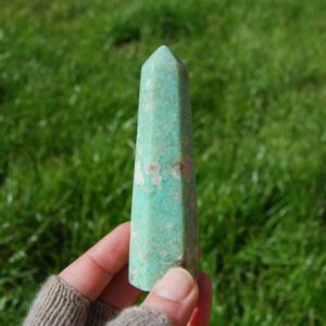 Shop Chrysoprase Points & Wands! 4.2in 118g Genuine Green Chrysoprase Crystal Tower | Natural genuine stones & crystals in various shapes & sizes. Buy raw cut, tumbled, or polished gemstones for making jewelry or crystal healing energy vibration raising reiki stones. #crystals #gemstones #crystalhealing #crystalsandgemstones #energyhealing #affiliate #ad