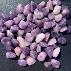 Shop Tumbled Lepidolite Crystals & Pocket Stones! 4 oz Lepidolite Pebbles Chips | Natural genuine stones & crystals in various shapes & sizes. Buy raw cut, tumbled, or polished gemstones for making jewelry or crystal healing energy vibration raising reiki stones. #crystals #gemstones #crystalhealing #crystalsandgemstones #energyhealing #affiliate #ad