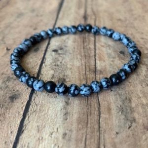 Shop Snowflake Obsidian Jewelry! 4mm snowflake obsidian bracelet, obsidian mens beaded bracelet, natural gemstone stretch bracelet, healing gemstone bracelet | Natural genuine Snowflake Obsidian jewelry. Buy handcrafted artisan men's jewelry, gifts for men.  Unique handmade mens fashion accessories. #jewelry #beadedjewelry #beadedjewelry #shopping #gift #handmadejewelry #jewelry #affiliate #ad