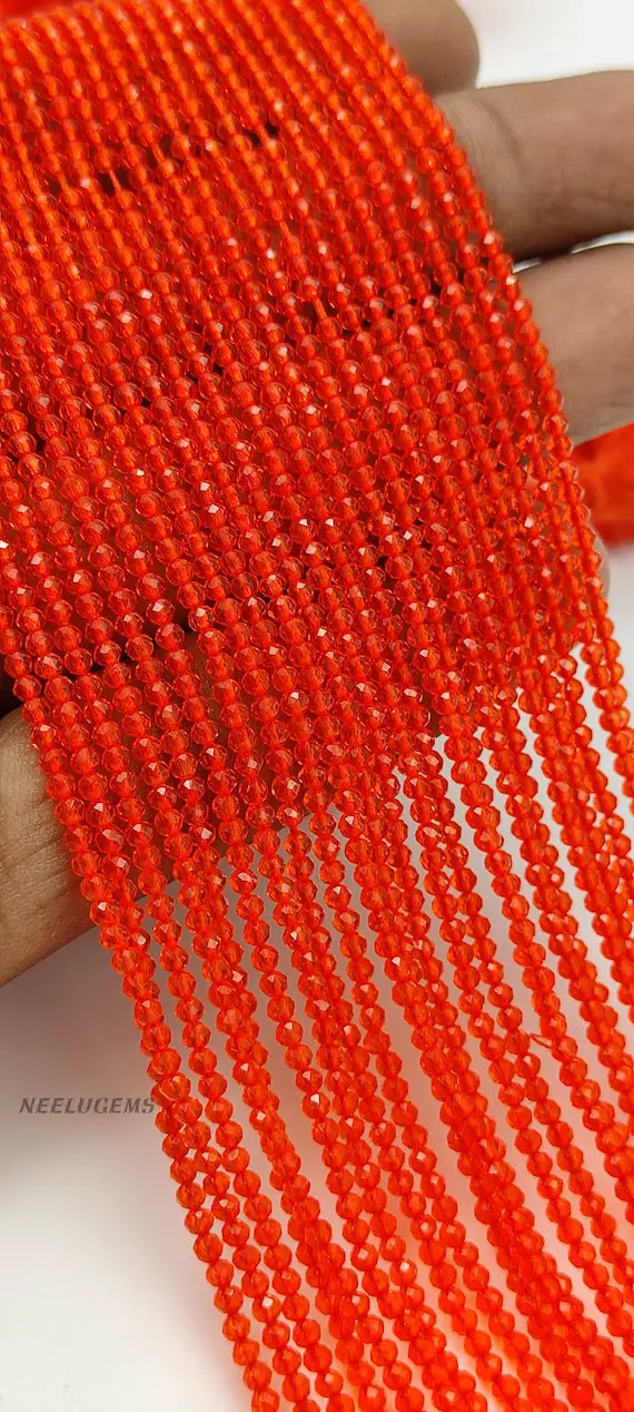 5 Strand Orange Carnelian Micro Faceted Rondelle Beads,carnelian Rondelle Beads,carnelian Faceted Beads,2.00-2.50 Mm Carnelian Beads Strand