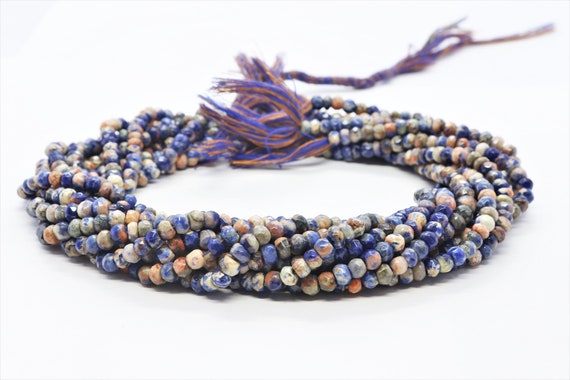 5 Strand Blue Sodalite Faceted Rondelle Beads 2.5 Mm Sodalite Rondelle Beads Natural Sodalite Semi Precious Gemstone Loose Beads For Jewelry