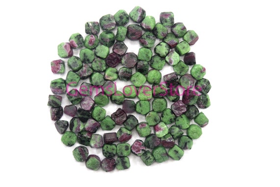 50 Pieces Ruby In Zoisite, Rough Mineral Size 6-8 Mm Super Quality Raw Jewelry Natural Ruby Zoisite Heart And Crown Chakras Wonderful Rough
